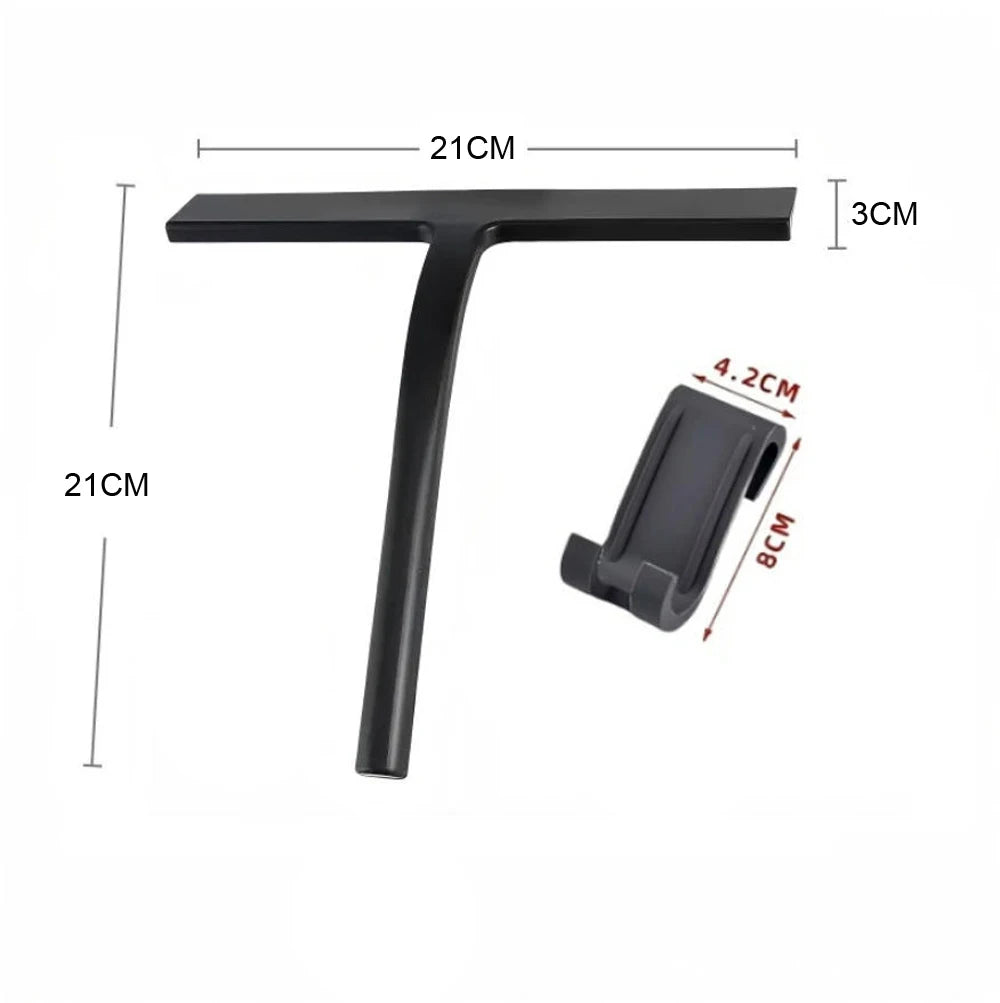 Shower Squeegee with Hanging Silicone Holder for Glass Doors & Mirrors