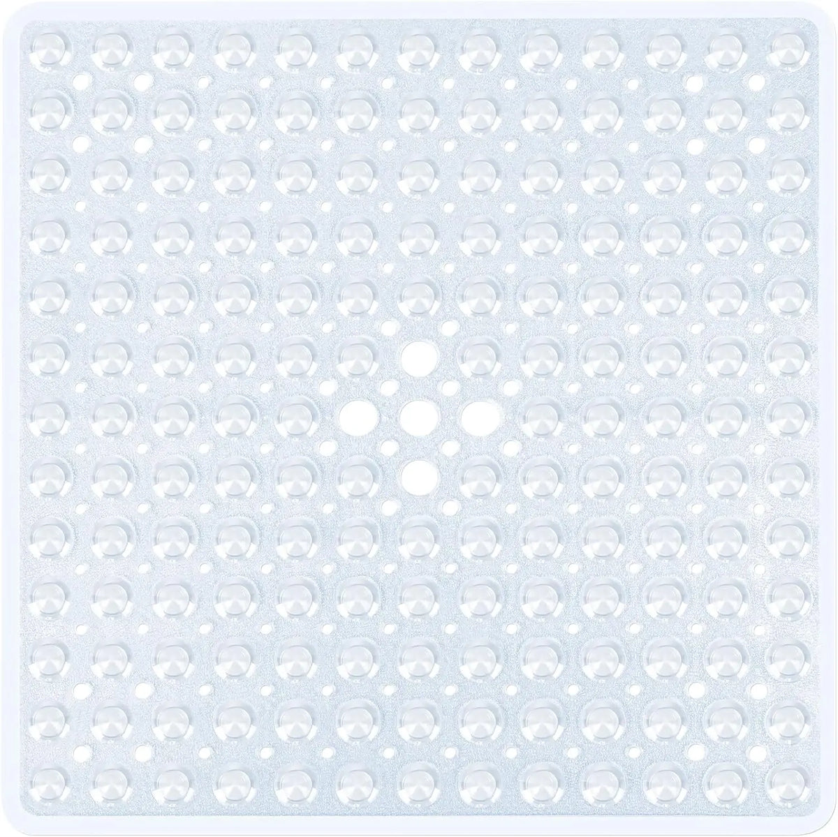 A clear silicone non-slip shower mat with suction cups for bathtub and bathroom floors.