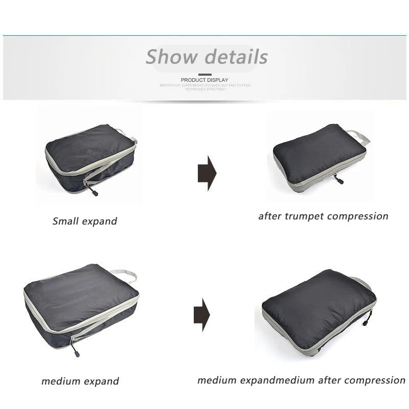 Travel Packing Cubes Set with Compression Zippers