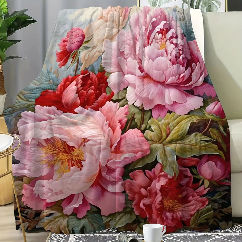 Floral Print Microfiber Throw Blanket