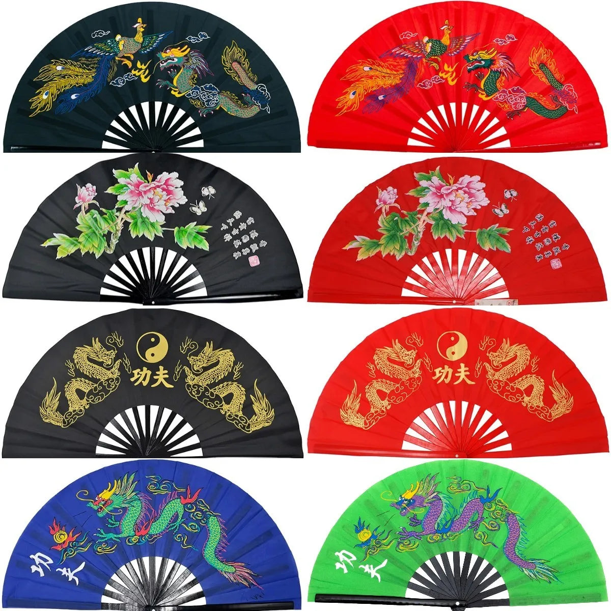 Traditional Bamboo Tai Chi Performance Fan with Protective Cover