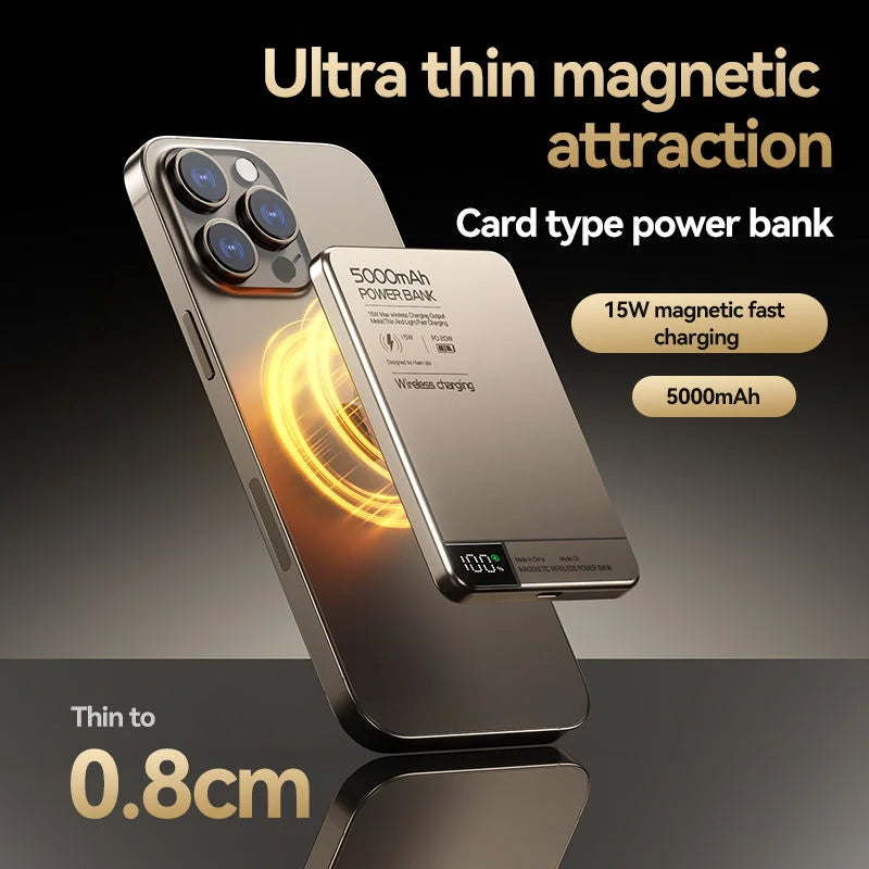 Slim Magnetic Wireless Power Bank with Digital Display