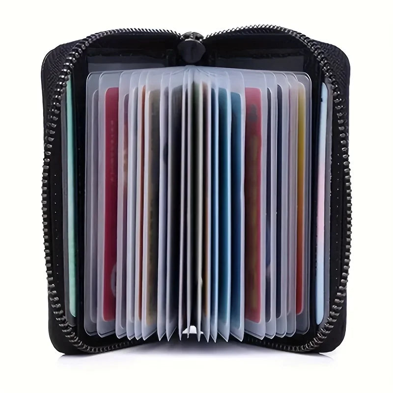 Slim RFID Blocking Card Holder Wallet with Zipper Coin Pocket