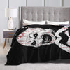 Black coral fleece throw blanket featuring a vintage art clown face design