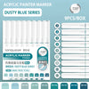 A box of Lanquo Acrylic Paint Markers in the Dusty Blue series featuring 9 colors with fine tips.