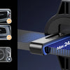 A close-up view of a magnetic car phone mount with 360° rotation showing various installation options and dimensions.
