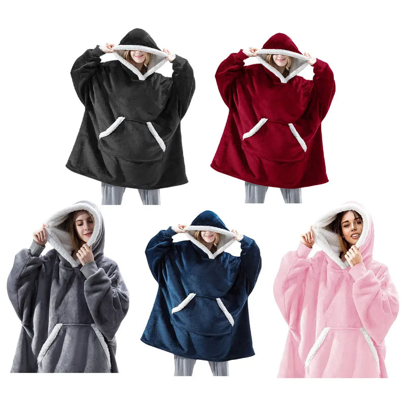 Oversized Flannel & Sherpa Blanket Hoodie