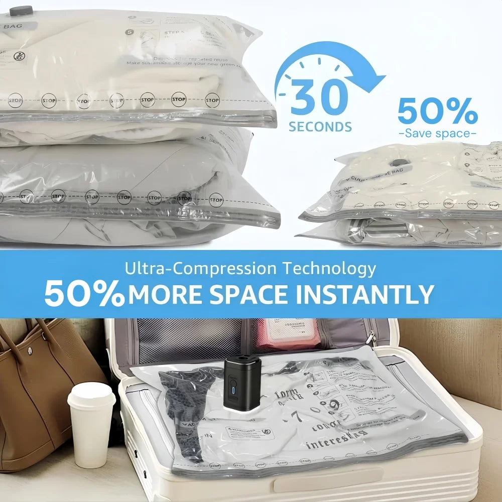 Reusable Vacuum Storage Bags for Travel and Wardrobe Organization