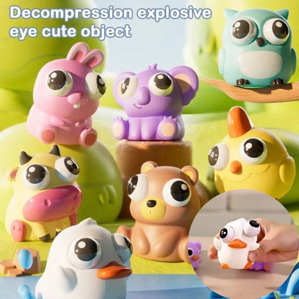 Collection de jouets et objets squishy mignons à thème animal colorés.