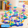 A colorful set of 208 plastic flower garden building toys for kids featuring various shapes and colors
