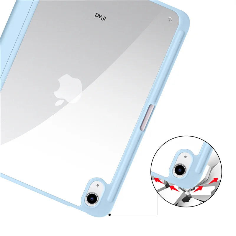Slim Trifold iPad Case with Clear Acrylic Back and Pen Holder