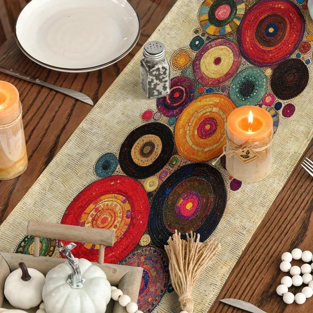 Polka Dot Round Table Runner - Bohemian Style Decor for Indoor and Outdoor Use