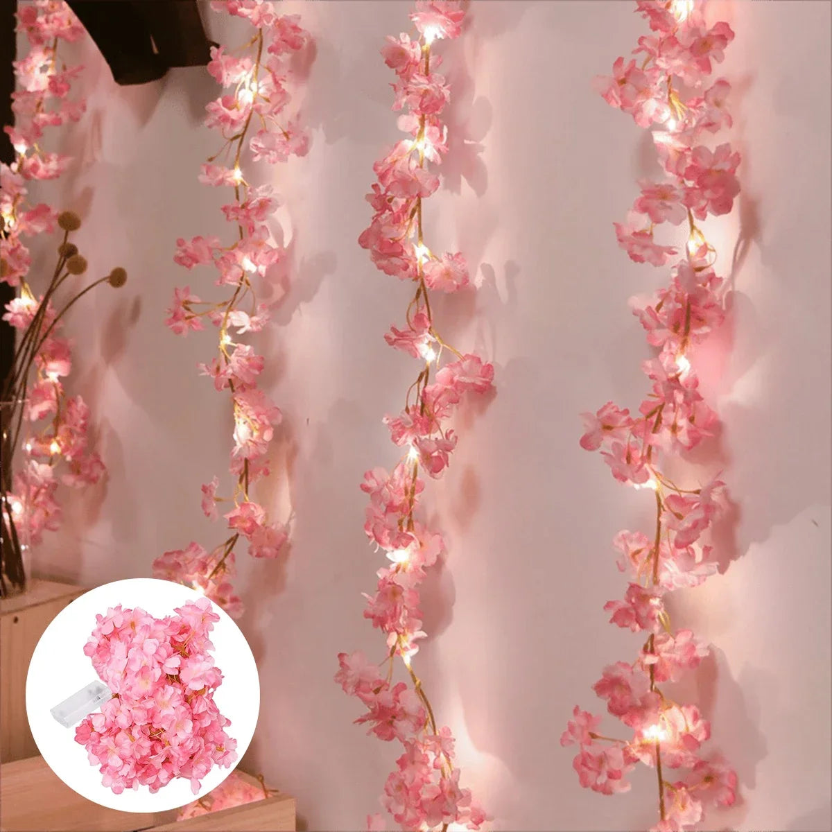 Pinker Kirschblüten-Fairy-Lichterkette