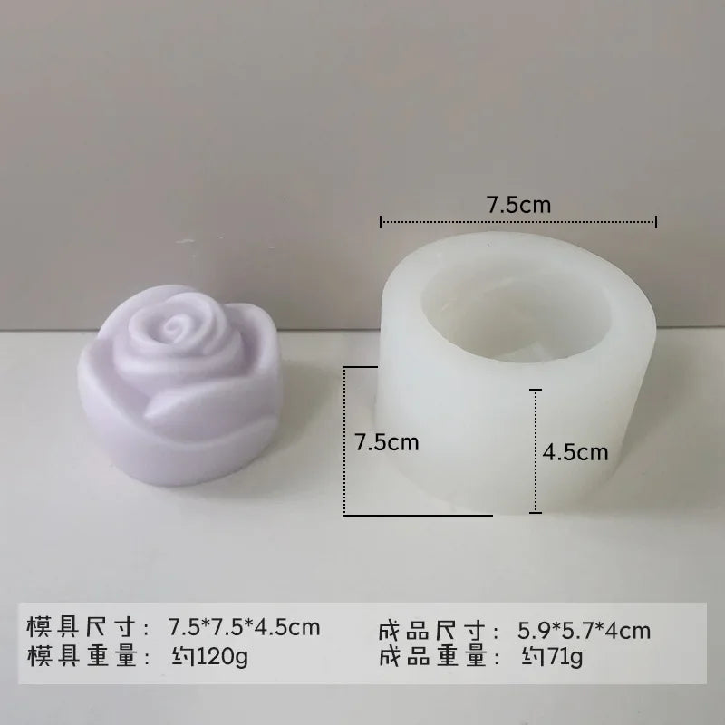 White silicone mold shaped like a rose peony for candle, soap, and baking crafts