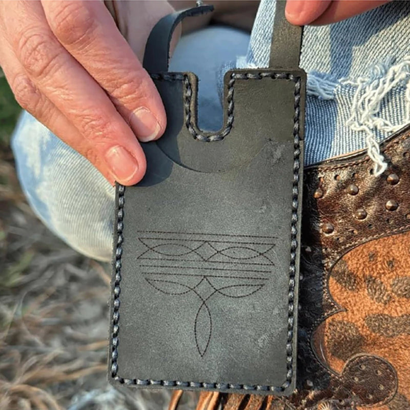 Vintage Western Boot Wallet with Snap Closure