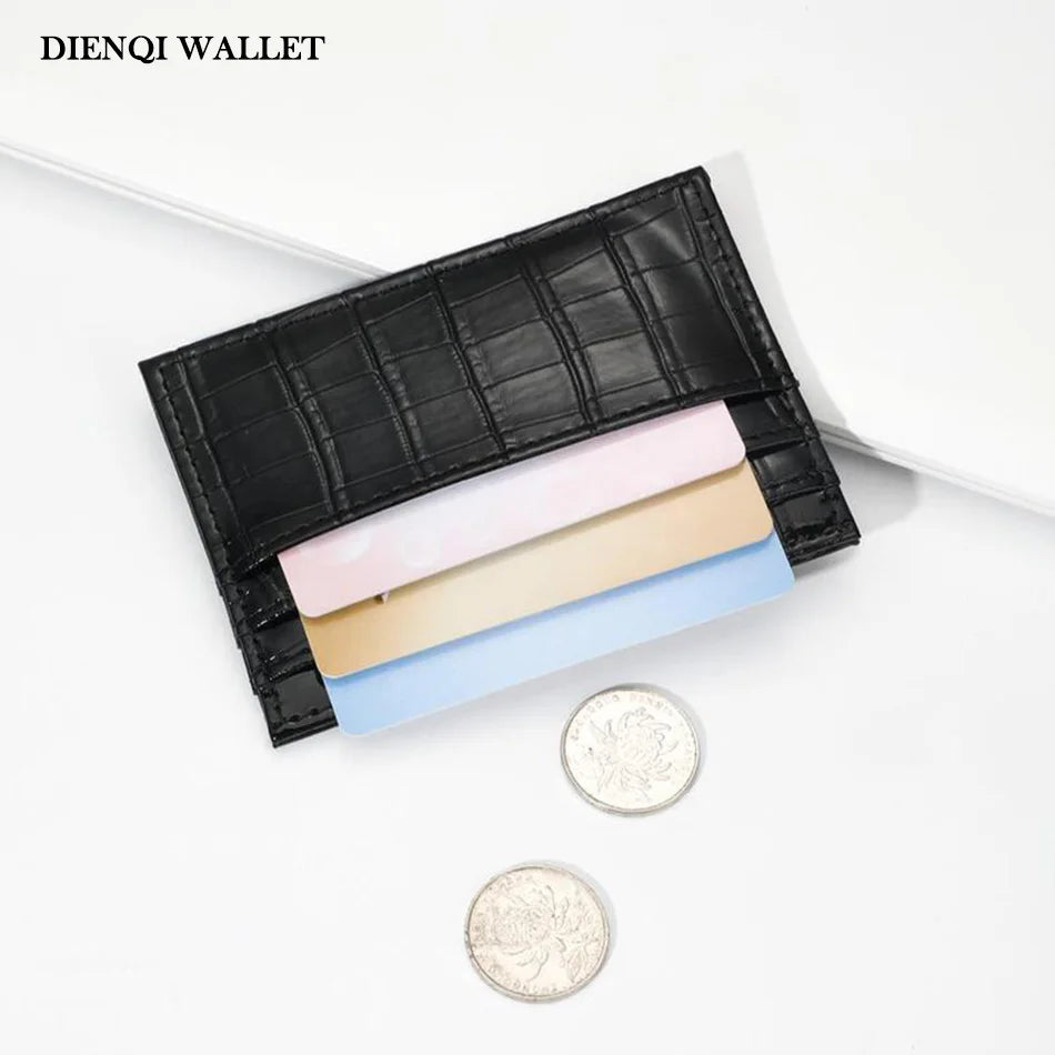 Slim Crocodile-Textured Cardholder Wallet