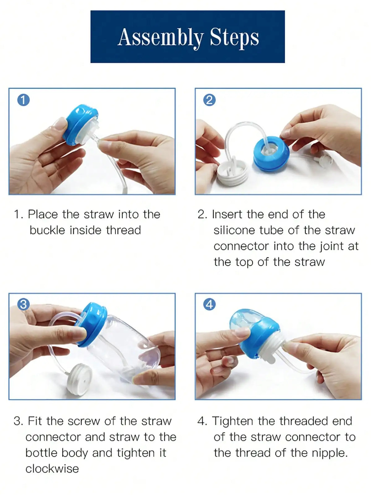 Hands-Free Self-Feeding Baby Bottle with Straw Brush (150ml)