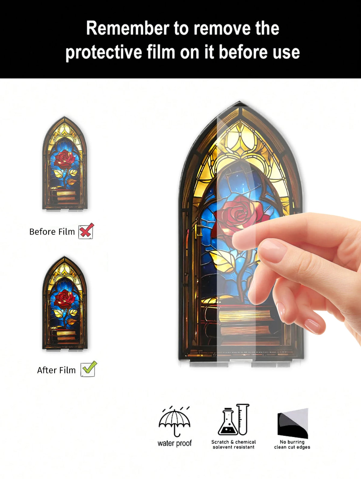 Acrylic Rose Gothic Arch Bookend for Bookshelf Decor