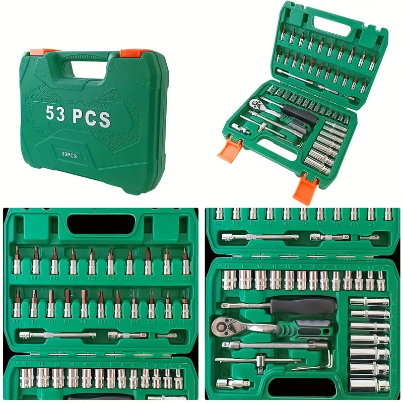53-Piece Professional Mechanic's Tool Kit with Quick Ratchet