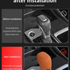 Comparison showing a gear shift cover before and after installation, highlighting increased protection.