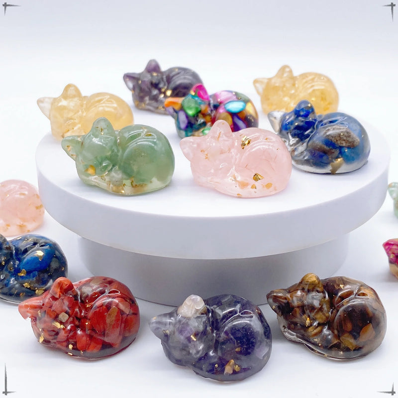 Sleeping Cat Crystal Resin Figurine