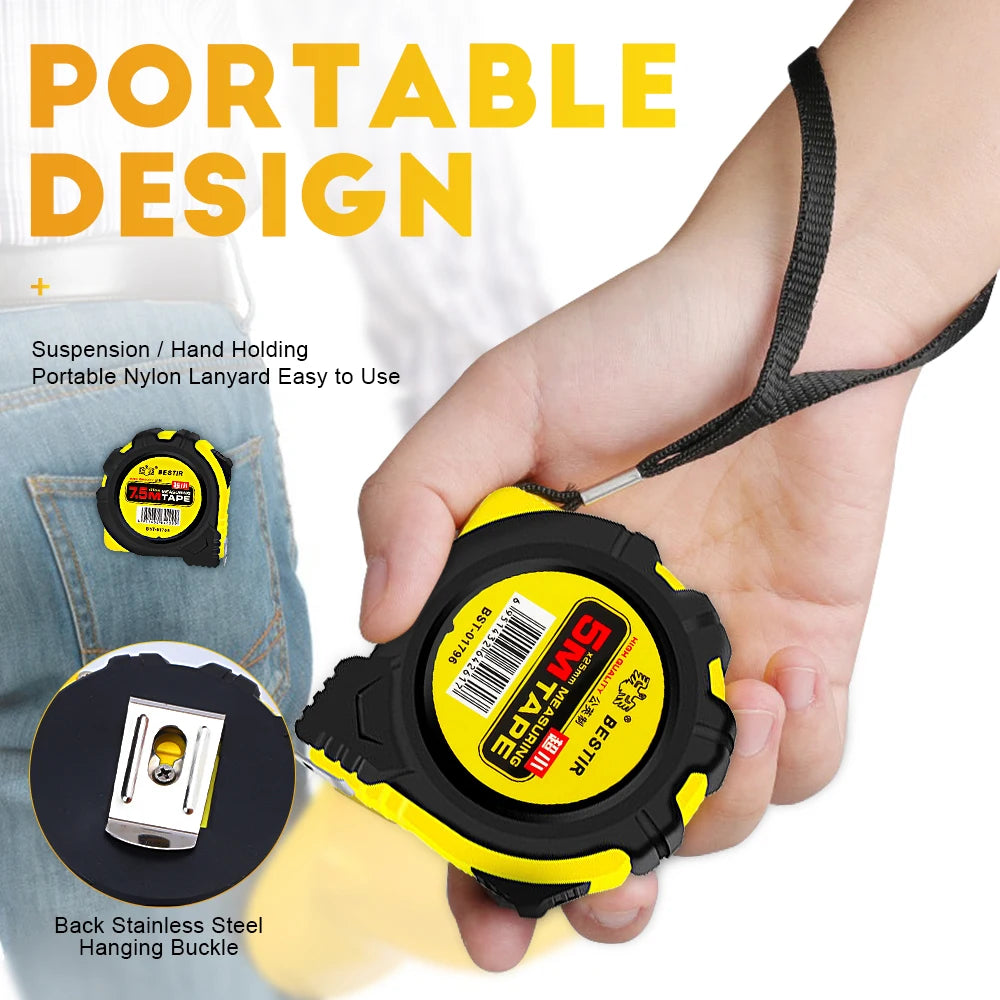 Dual-Scale Retractable Measuring Tape – Metric & Imperial, 3m/5m/7.5m
