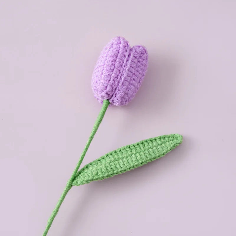 Handcrafted Crochet Tulip Bouquet – Artificial Knitted Flowers for Home Décor & Gifting