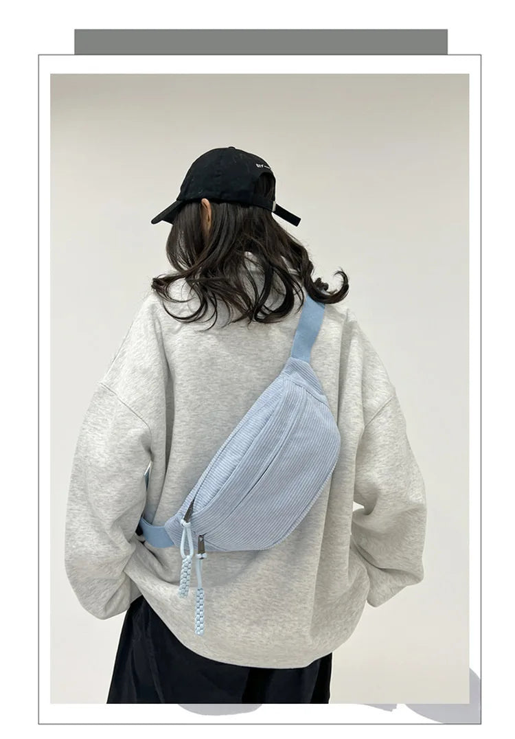 Corduroy Waist Pack for Women – Versatile Crossbody & Shoulder Bag