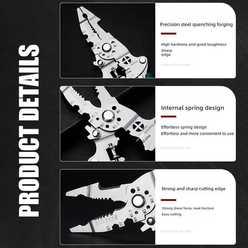 Foldable Multi-Function Wire Stripping & Crimping Pliers