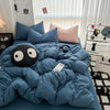 Solid Black Microfiber Duvet Cover Set with Pillowcases