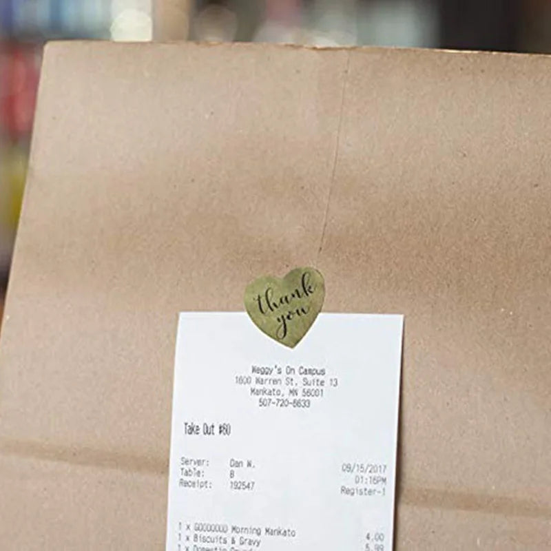 Gold Thank You Stickers for Gift Packaging and Envelope Seals