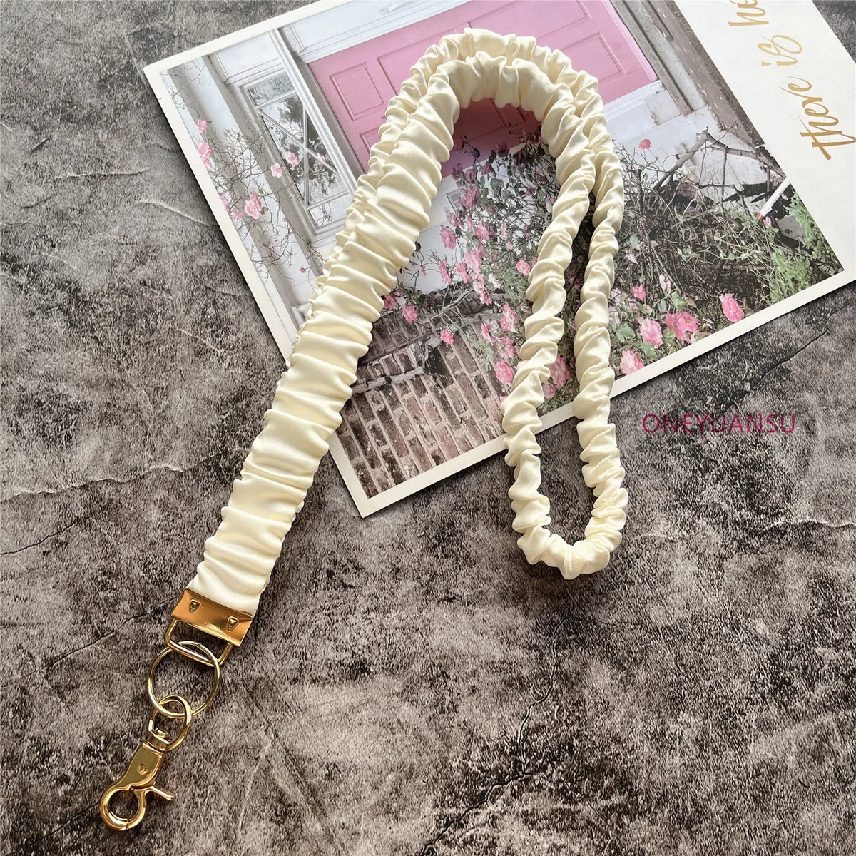 Elegant Gold Keychain Lanyard with Adjustable Neck Strap