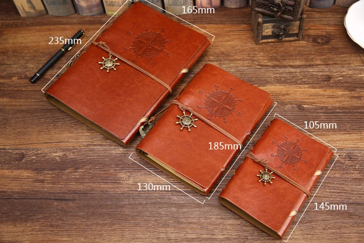 Vintage PU Leather Spiral Journal – Traveler's Notebook with Anchor Design