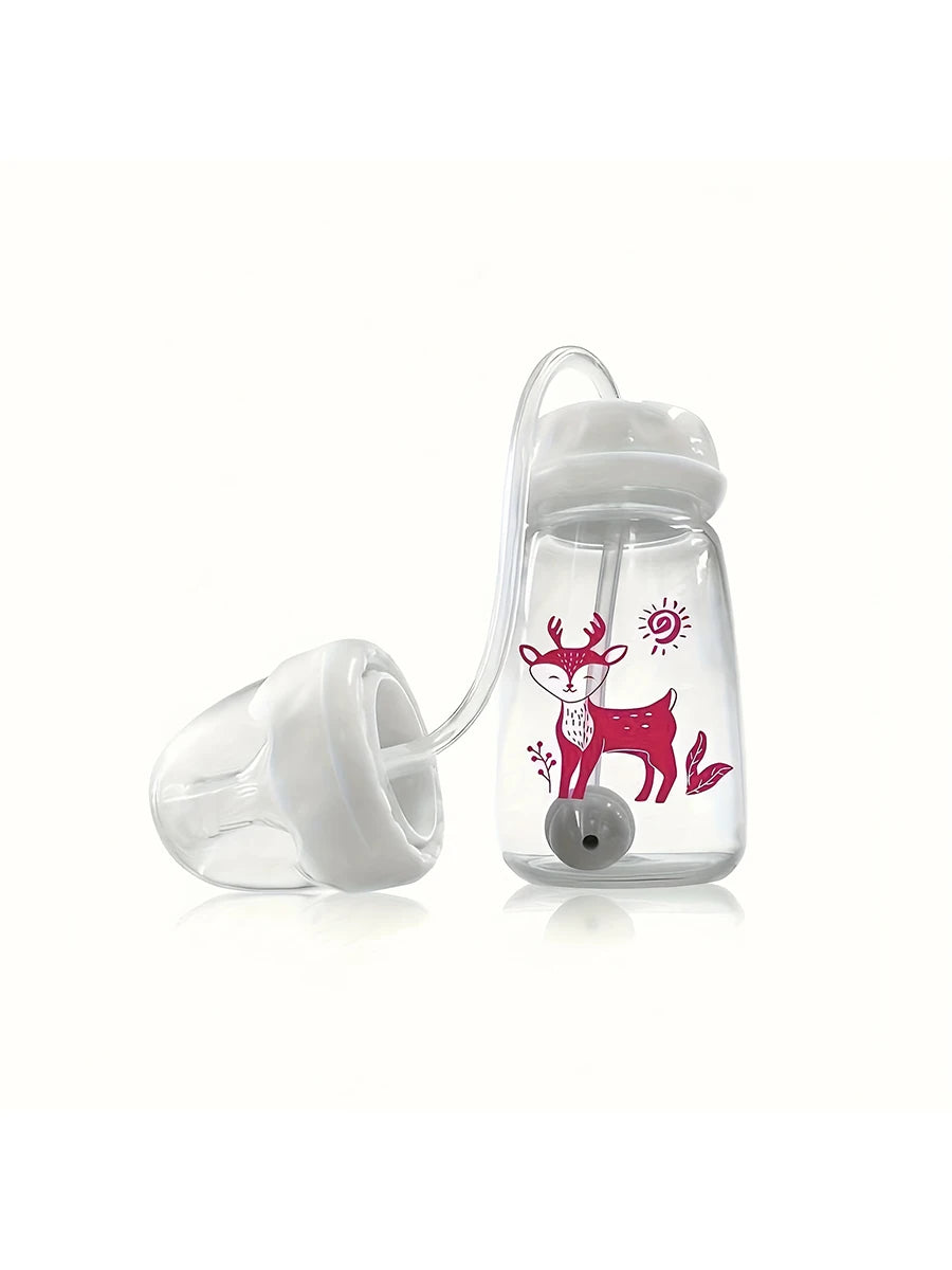 Hands-Free Self-Feeding Baby Bottle with Straw Brush (150ml)