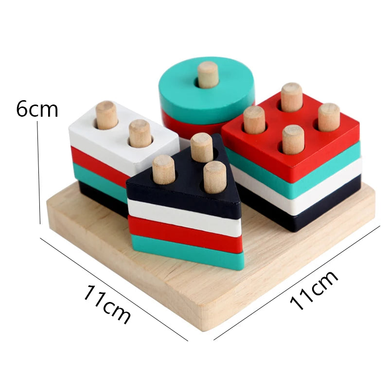 Montessori Wooden Shape Sorting Stacking Toy for Toddlers
