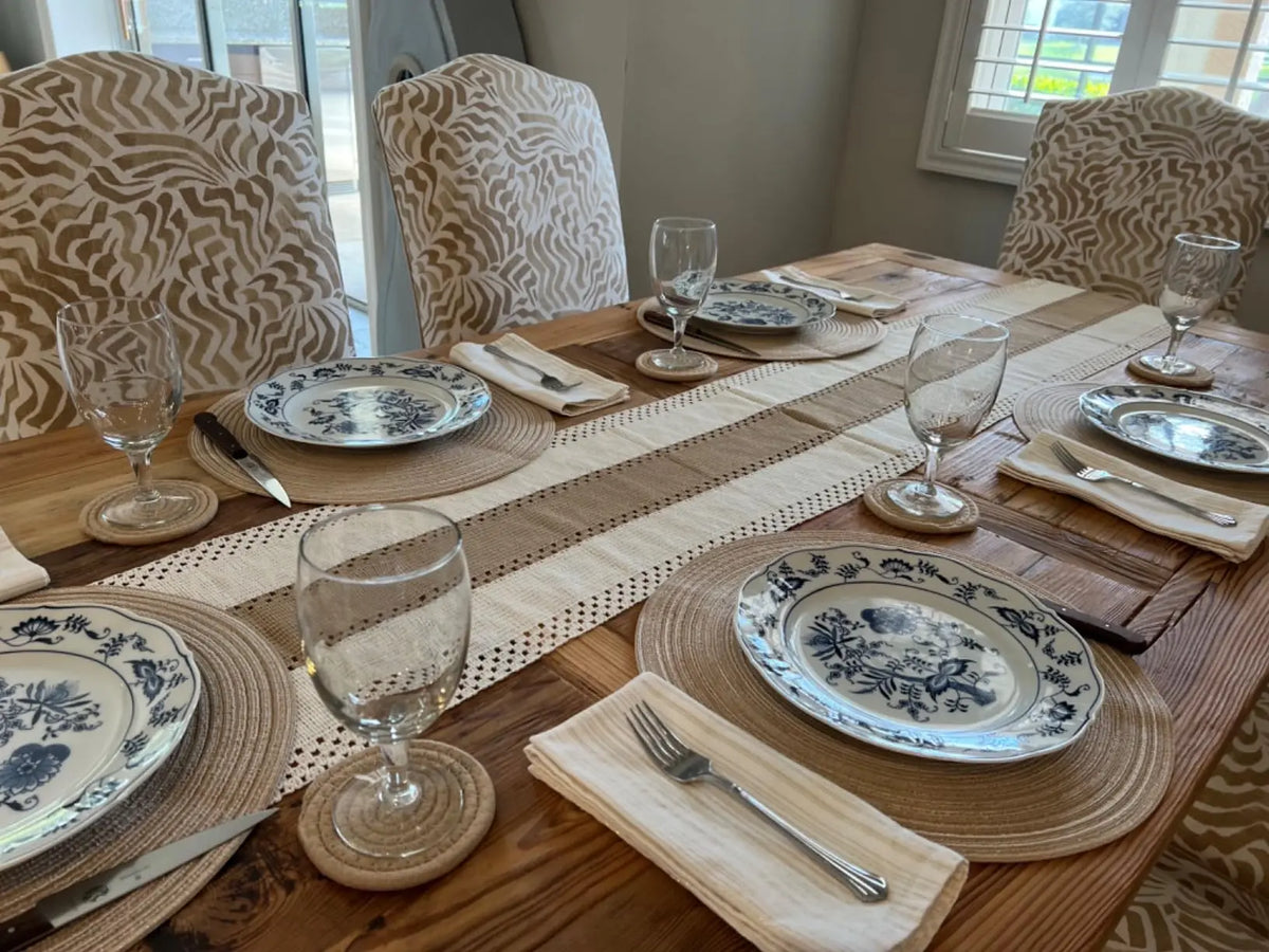 Boho Cotton Tassel Table Runner for Farmhouse & Wedding Decor