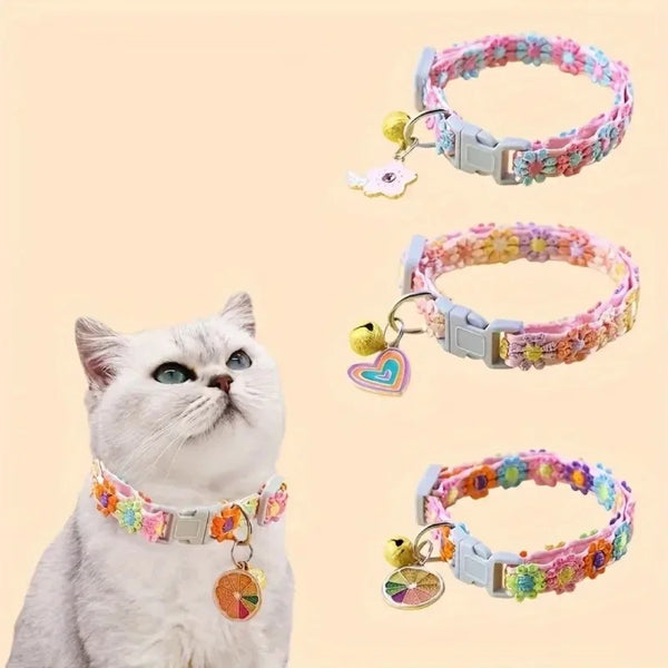 Collier en Dentelle Réglable pour Chat avec Pendentif