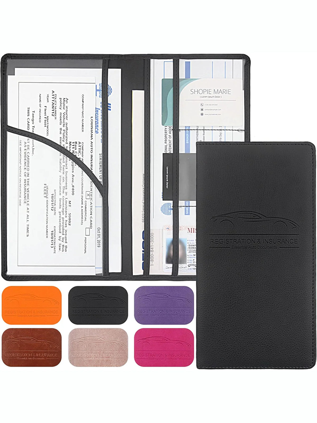 Premium PU Leather Car Document Organizer for Registration and Insurance