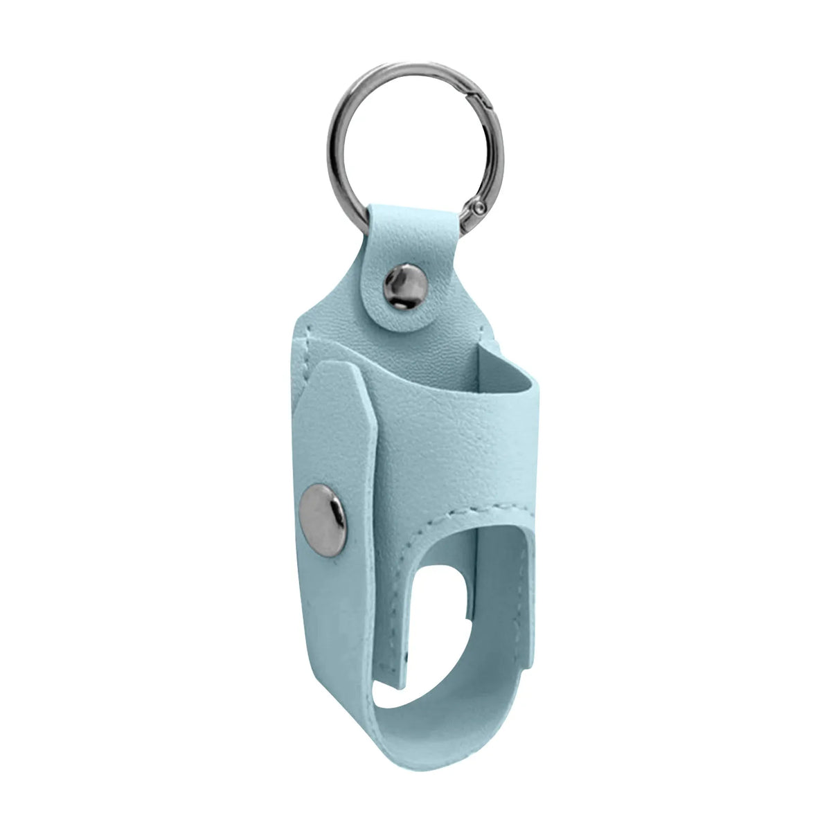 Light blue protective PU leather inhaler case with a metal keychain ring.