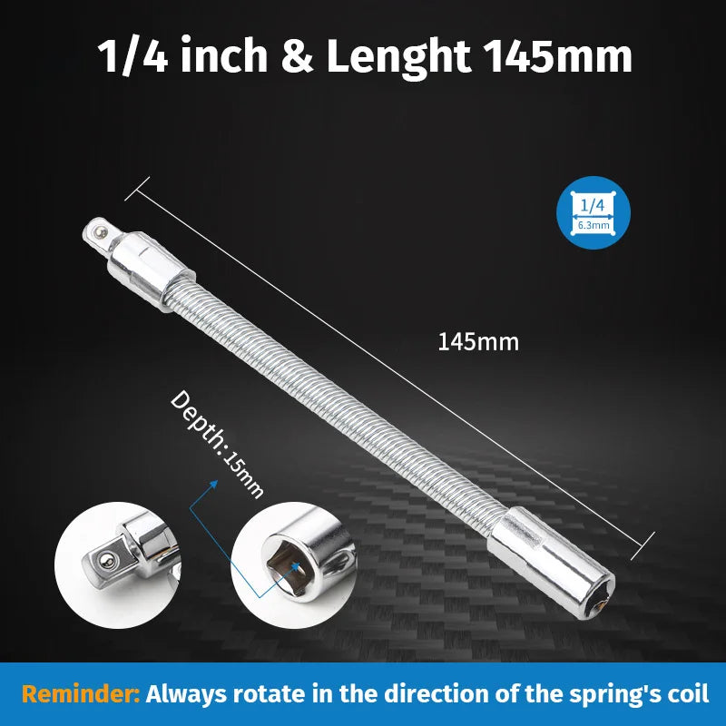 Flexible Socket Extension Bar Set with High Torque Ratchet Adapter