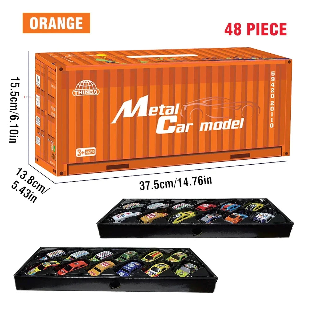 48-Piece Die-Cast Racing Car Set with Storage Case