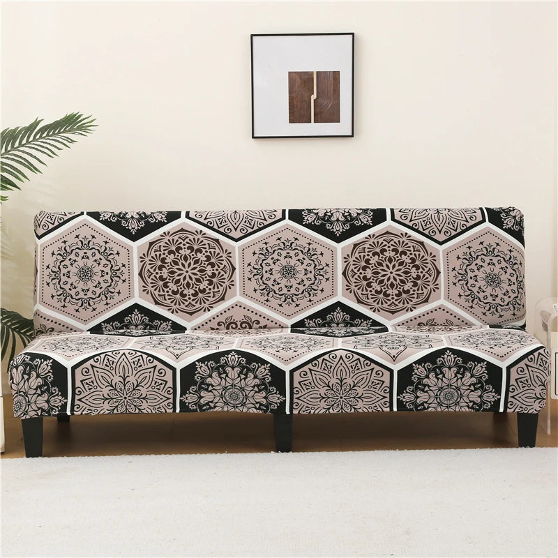 Stretchable Sofa Cover with Geometric Pattern for Futon Seats