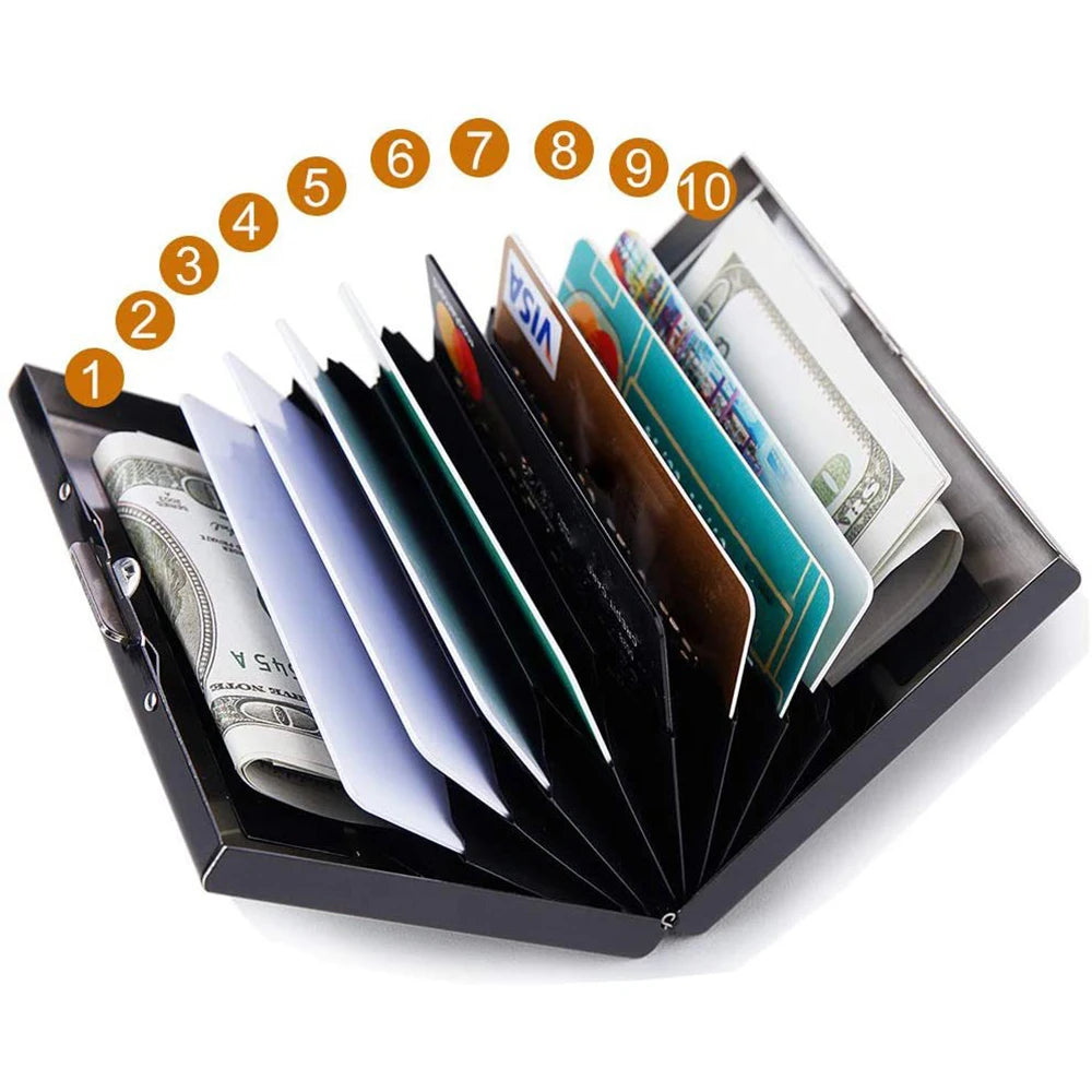 Skull Print Stainless Steel Credit Card Holder Wallet