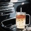 Ribbed Glass Tumbler with Handle & Lid
