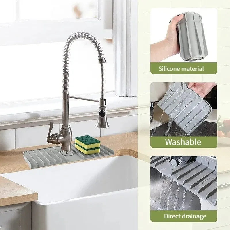 Foldable Silicone Faucet Splash Guard & Sink Mat