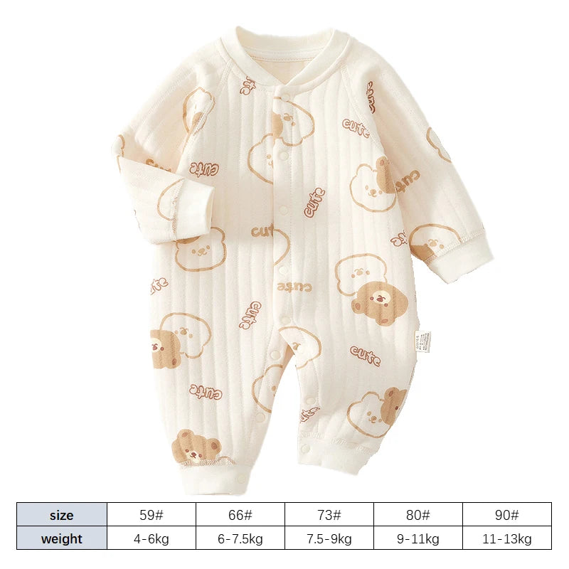 Cozy Cotton Baby Romper with Cute Bear Print
