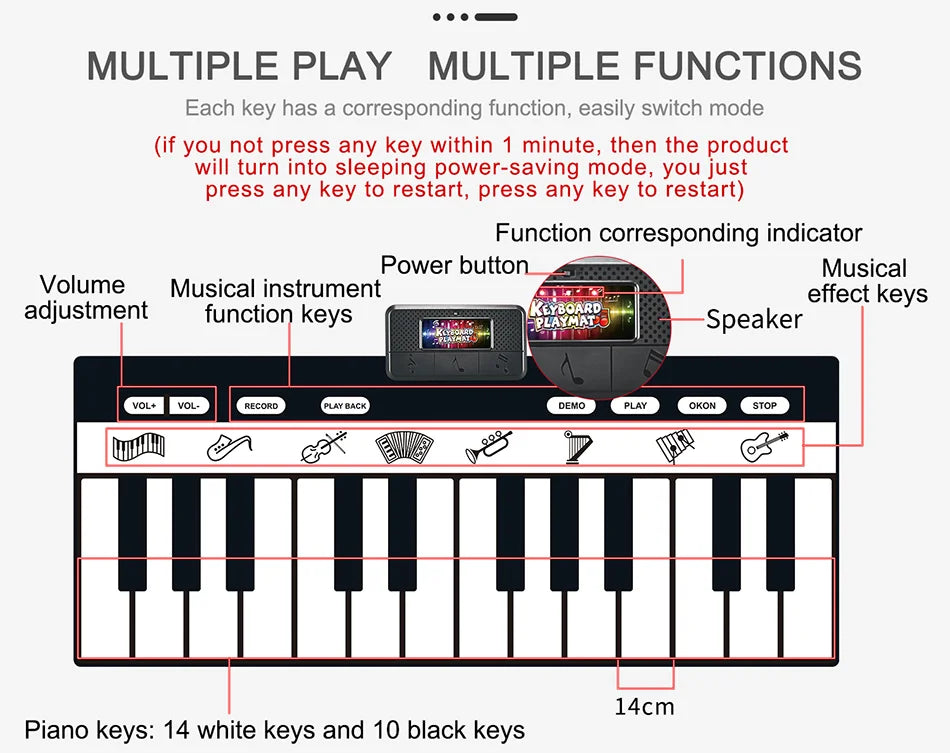Interactive Musical Piano Play Mat for Kids