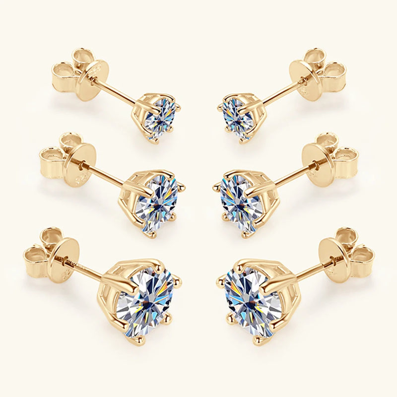 Moissanite Stud Earrings in Sterling Silver