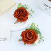Burnt Orange Silk Boutonniere Set for Wedding Groom and Groomsmen