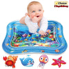 Inflatable baby water play mat with various sea creatures and a starfish for sensory development